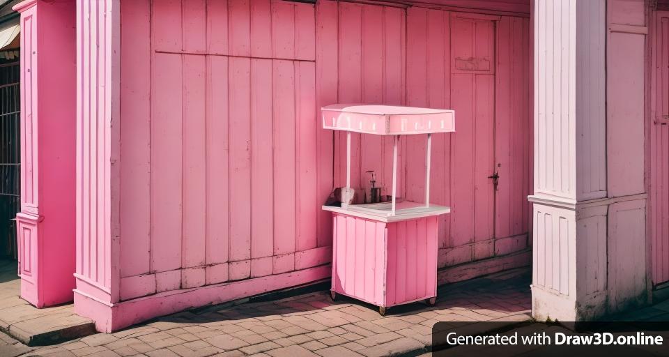 white stand on pink street