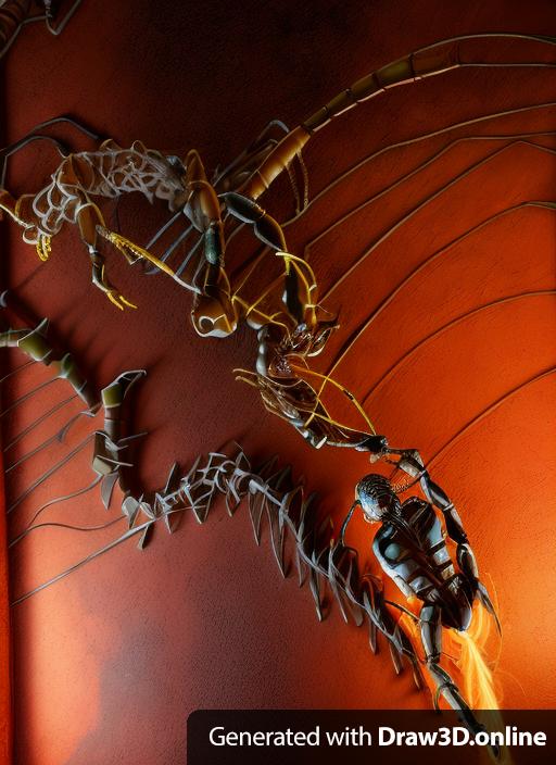 Mans back transformation into a spider scorpion god with tail of eyes fantasy art, long rib arms stretch out