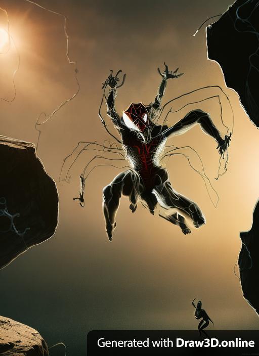 Man transforming into spider. Six panel comic of this image transformation, brutal fantasy art style