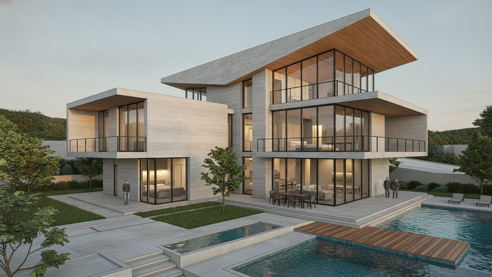 Photorealistic architectural render generated from Revit 3D model using Draw3D