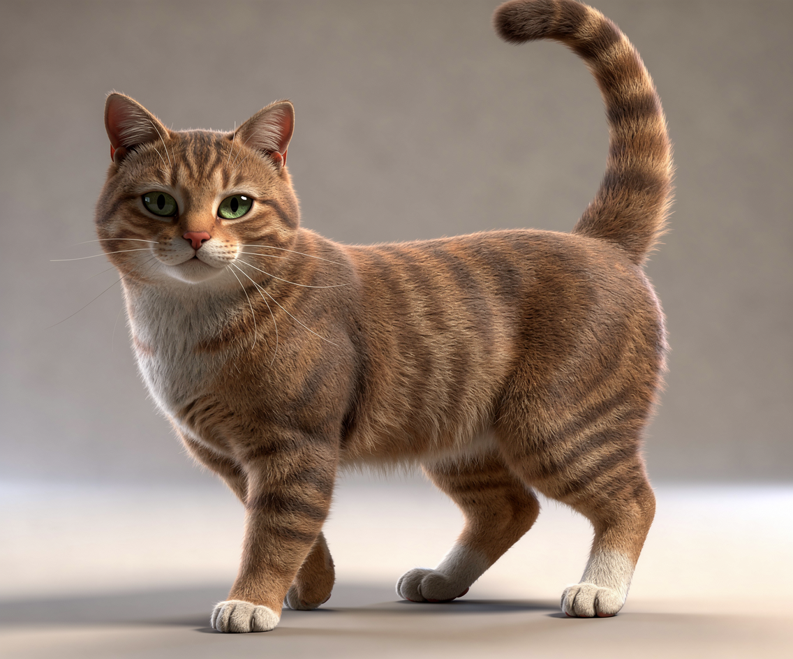 Photorealistic Studio Portrait of Cat Generated from Minimal Contour Line