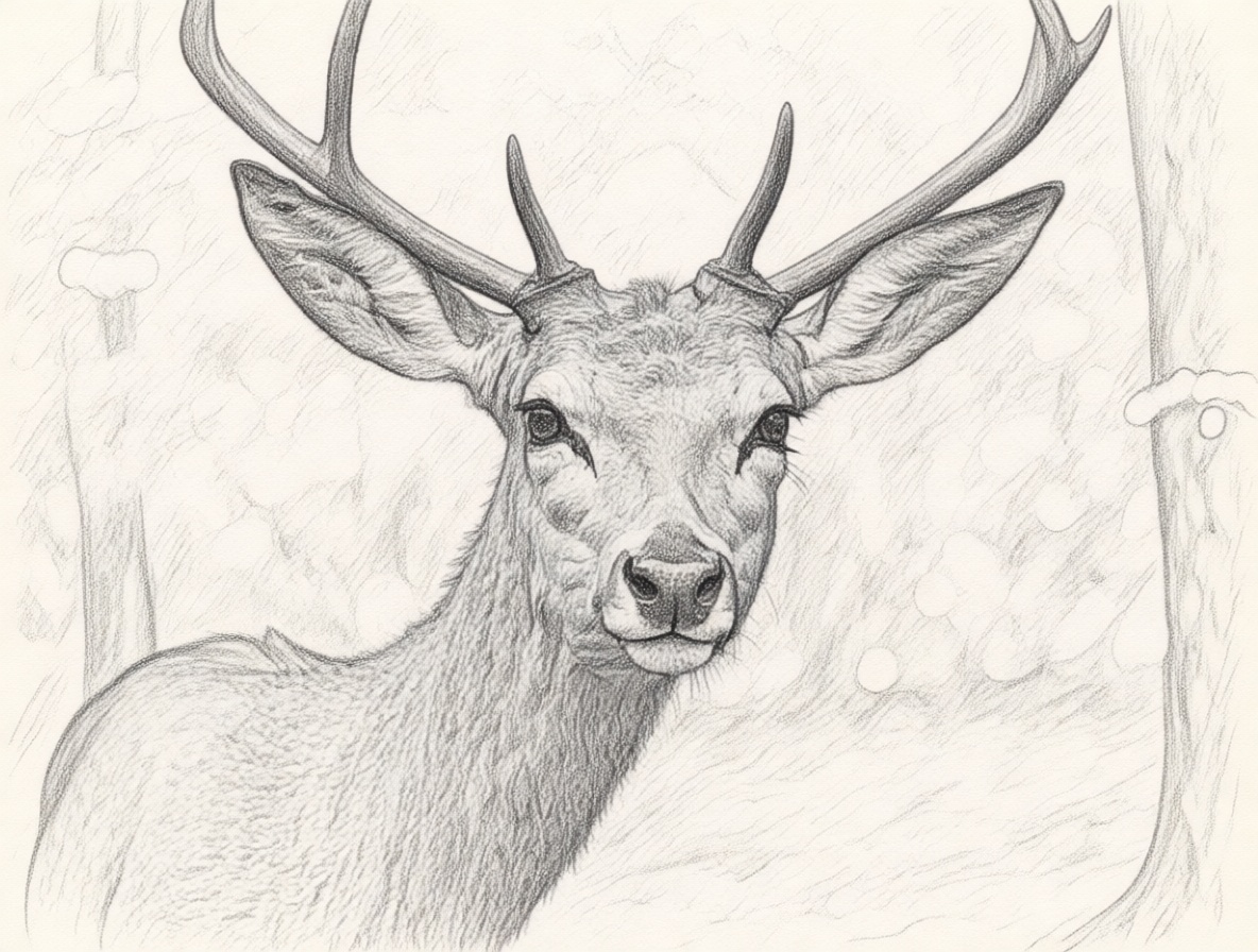 Deer photo turned into a pencil sketch using Draw3D