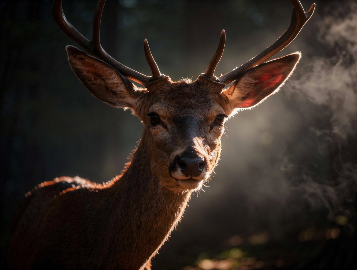 Deer photo transformed into a dramatic cinematic AI render