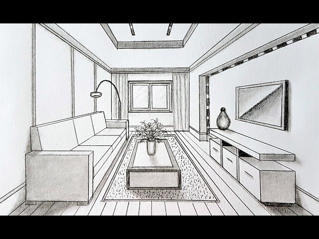 Simple drawing of a living room