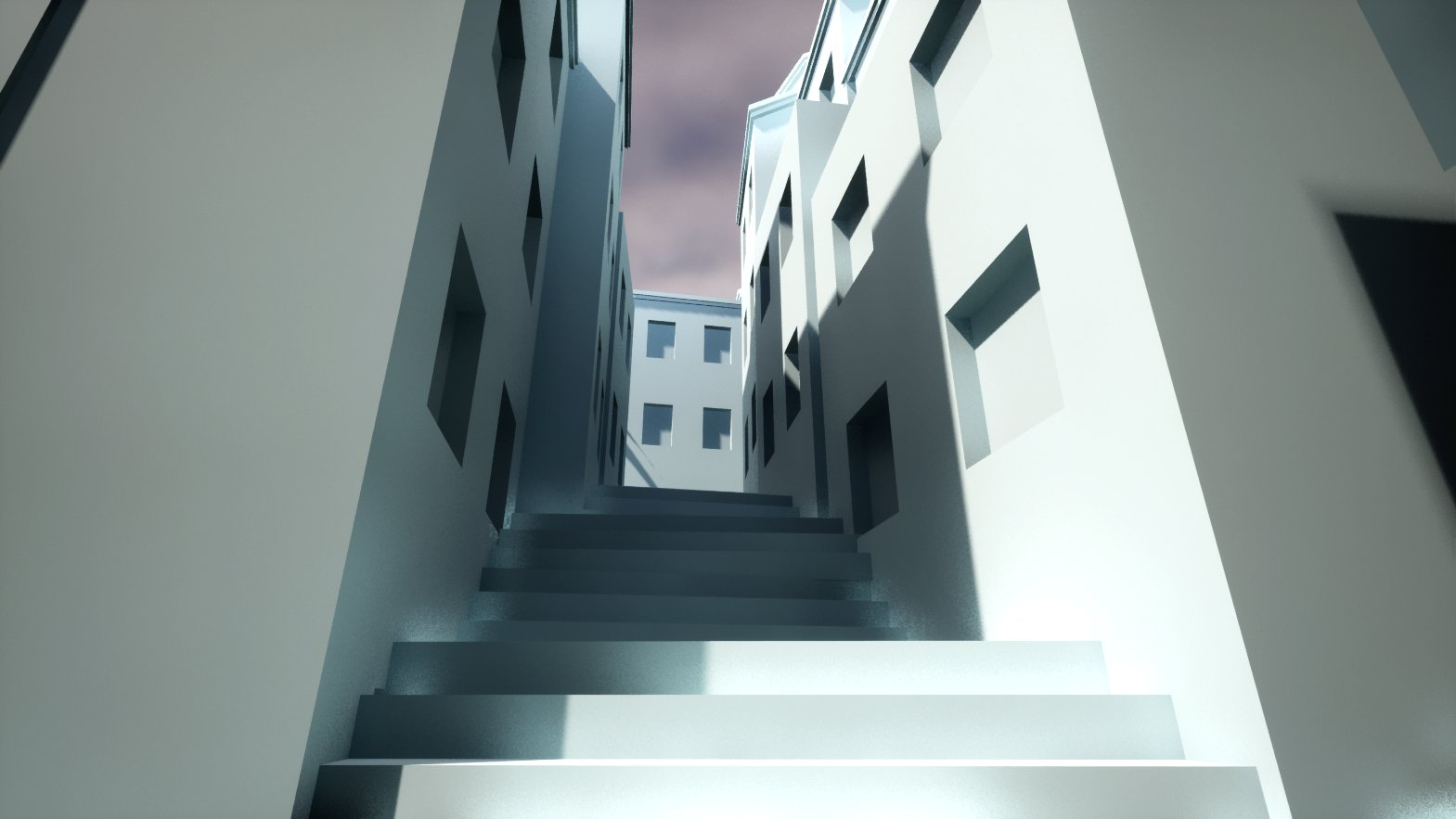 Simple 3D blockout created in Blender before AI rendering