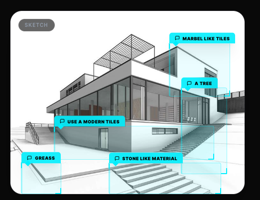 Annotated drawing with labeled parts before AI generation